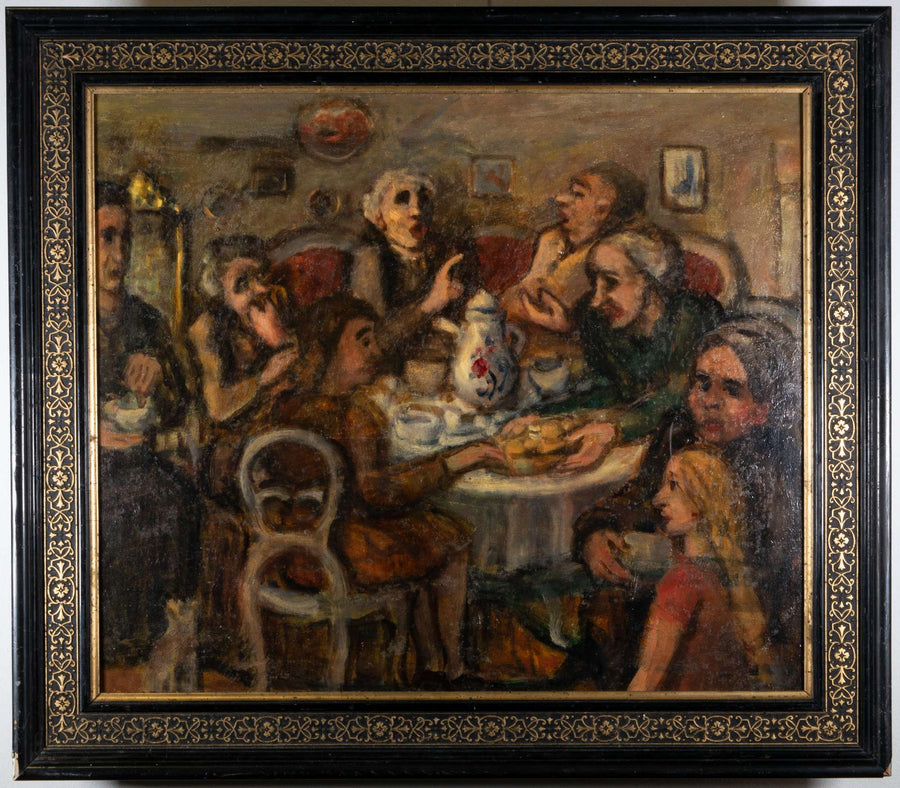 Expressionistische Figuren um den Tisch — unbekannter Künstler, Gesamtansicht