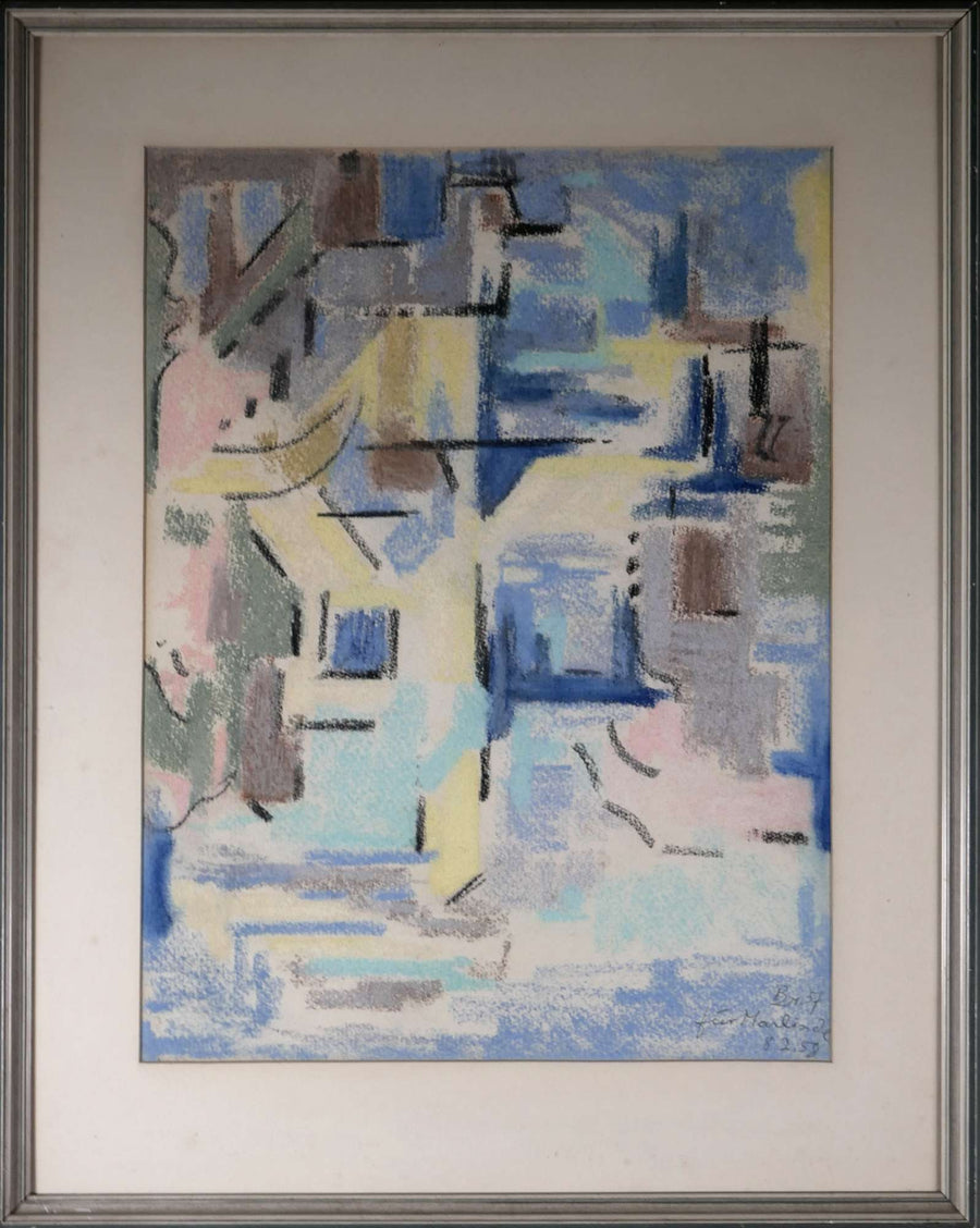 Geometrisch-abstrakte Komposition in Pastell — unbekannter Künstler, Gesamtansicht
