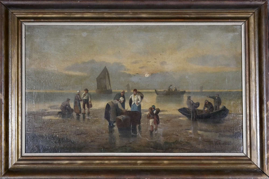 Fischer am Strand im Abendlicht — E. Harald, Gesamtansicht