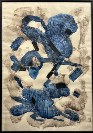 Blaue fließende abstrakte Komposition – Reinhard Hess