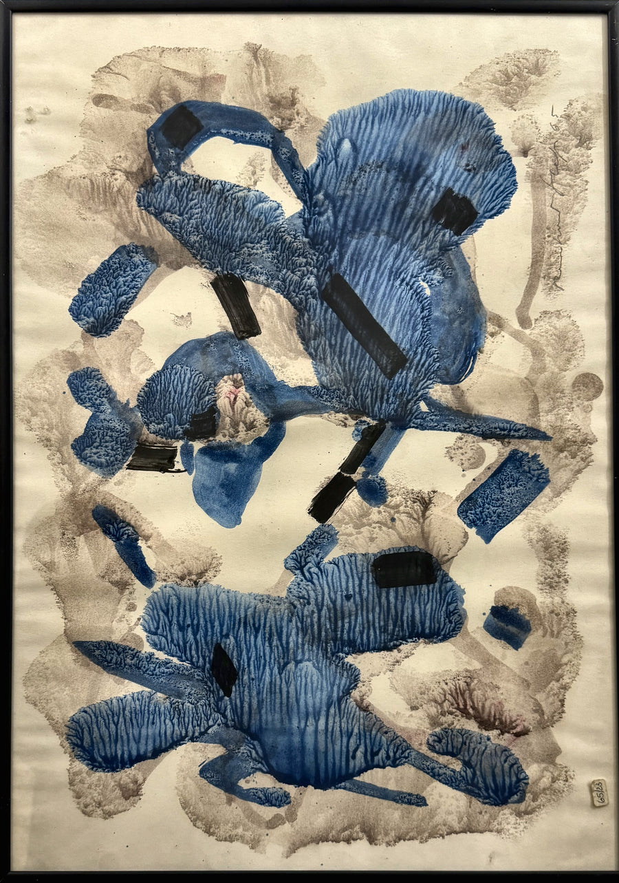Blaue fließende abstrakte Komposition – Reinhard Hess