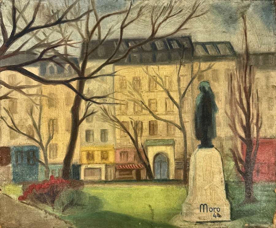 Statue auf dem Stadtplatz – Cesar Moro
