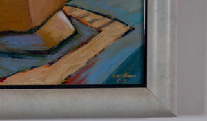 Blumenvase/Orchidee vor Bild — Charles Kaufmann, Detail mit Signatur