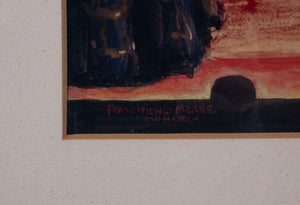 Tanzszene auf Bühne — Franz Hienl-Merre, Detail mit Signatur