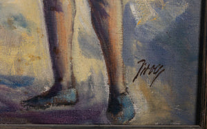 Männer spielen Pétanque — unbekannter Künstler, Detail mit Signatur
