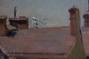 Stadtlandschaft auf dem Dach — Tina Blau, Detail mit Signatur