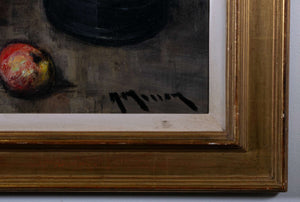 Apfelkorb und eine Laterne — Marcel Masson, Detail mit Signatur