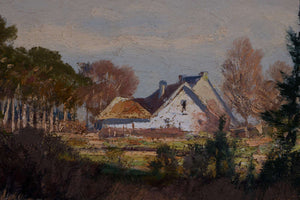 Sumpfgebiet mit entferntem Haus — Ernst Tannert, Detail mit Signatur