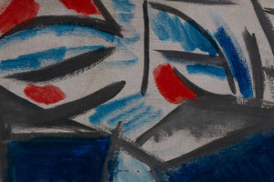 Blaue & rote abstrakte Komposition — unbekannter Künstler, Detailaufnahme