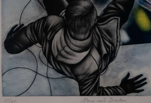 Mann mit Drachen — Peter Nagel, Detail mit Signatur