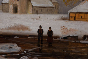 Verschneites Dorf — Bachmann, Detail mit Signatur