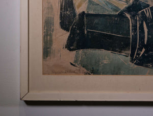 Frau, Kind und eine Puppe — Reinhold Strohhäcker, Detail mit Signatur