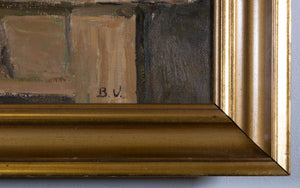 Reproduktion von Paul Cézannes Blumen — B. V., Detail mit Signatur