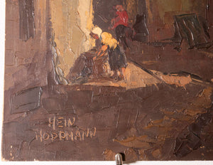 Rustikales braunes Dorf — Hein Hoppmann, Detail mit Signatur