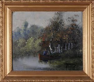 Riverside-Szene mit Boot — unbekannter Künstler, Gesamtansicht