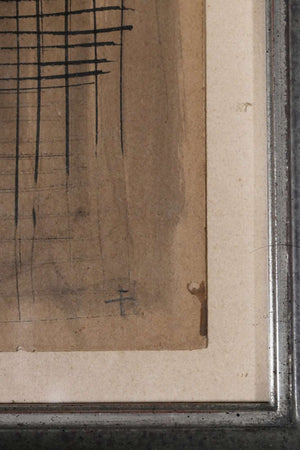 Abstraktes Porträt mit dunkler Kapuze — Johnny Friedlaender, Detail mit Signatur