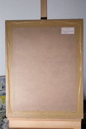 Geometrisch-abstrakte Komposition in Pastell — unbekannter Künstler, Detail mit Signatur