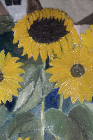 Sonnenblumen in einem ländlichen Dorf — unbekannter Künstler, Detailaufnahme
