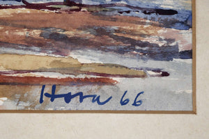 Dorf unter violettem Berg — Horn, Detail mit Signatur